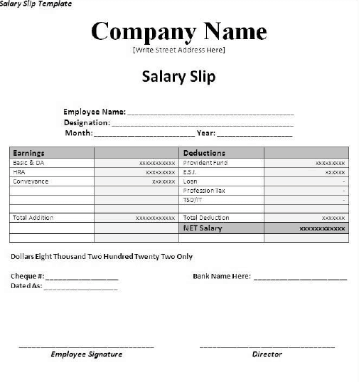 salary slip template download