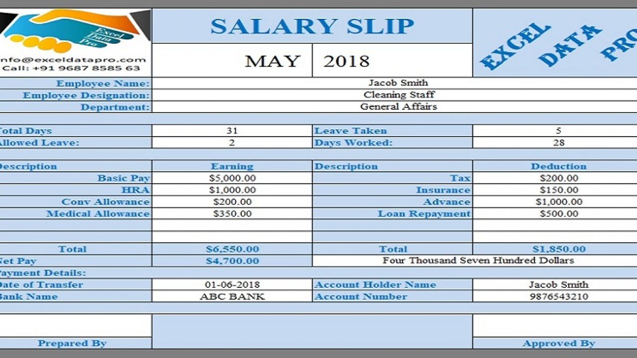 salary slip template download